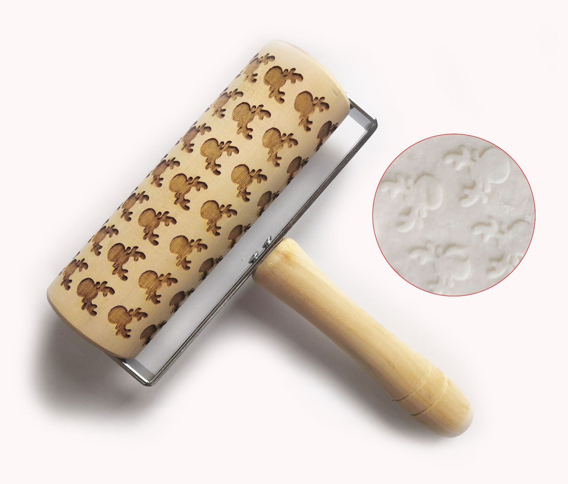 Push-Style Christmas Embossing Rolling Pin Printed Cookie Dough Stick Fondant Tool Baking Noodle Cake Dough Engraved Roller Q40 - Minihomy