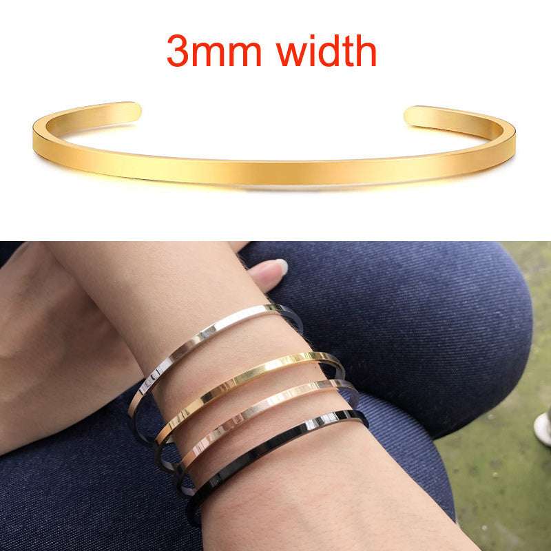 4MM C-shaped ladies bracelet with lettering - Minihomy