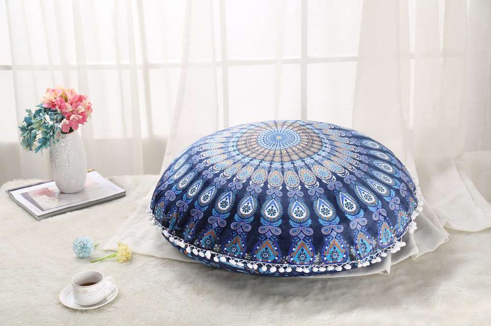 Colorful Mandala Floor Pillows Ottoman Round Bohemian Meditation Cushion Pillow Pouf - Minihomy