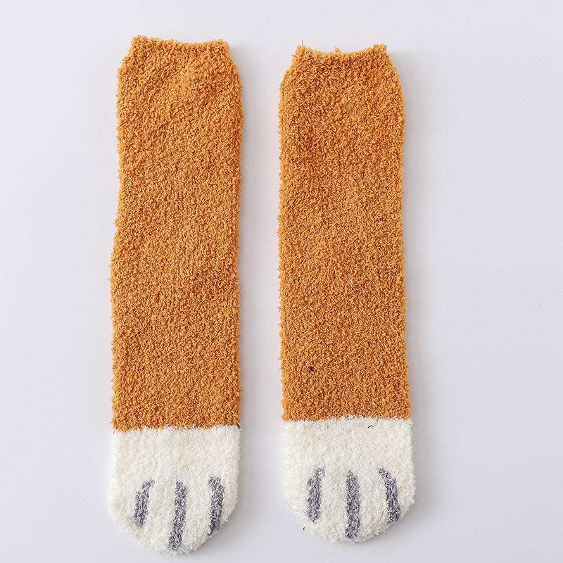 Autumn Winter Cat Claws Cute Thick Warm Sleeping Floor Socks - Minihomy