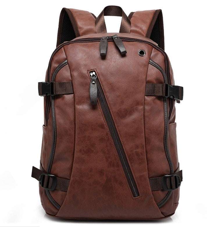 Men's Backpack Leather Middle School Bag Men's Bag - Minihomy