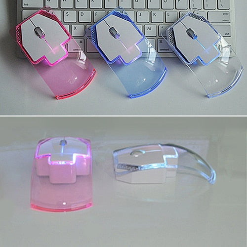 Creative Ultra-thin Transparent 2.4GHz Wireless Optical Luminous Mouse for PC Laptop - Minihomy