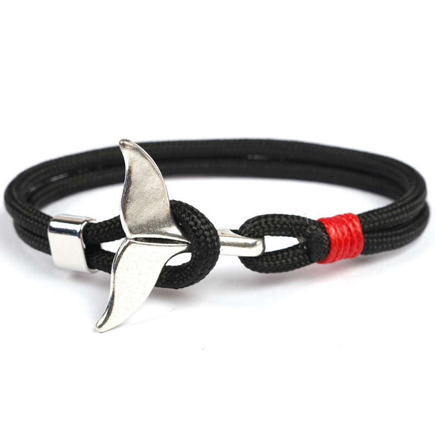 Anchor whale tail umbrella rope handmade couple bracelet - Minihomy