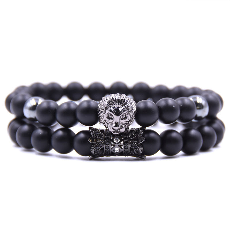 2 Piece Set Of Beast King Lion Head Bracelet - Minihomy