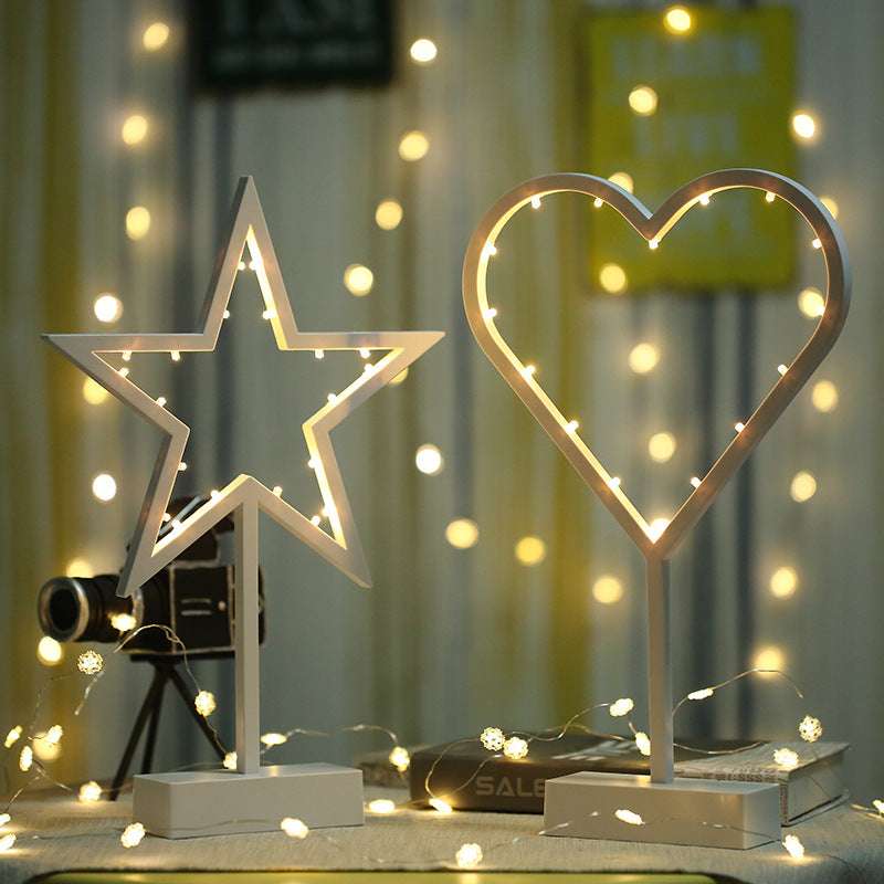 Modern Romantic Star Heart Christmas Tree LED Night Light - Minihomy