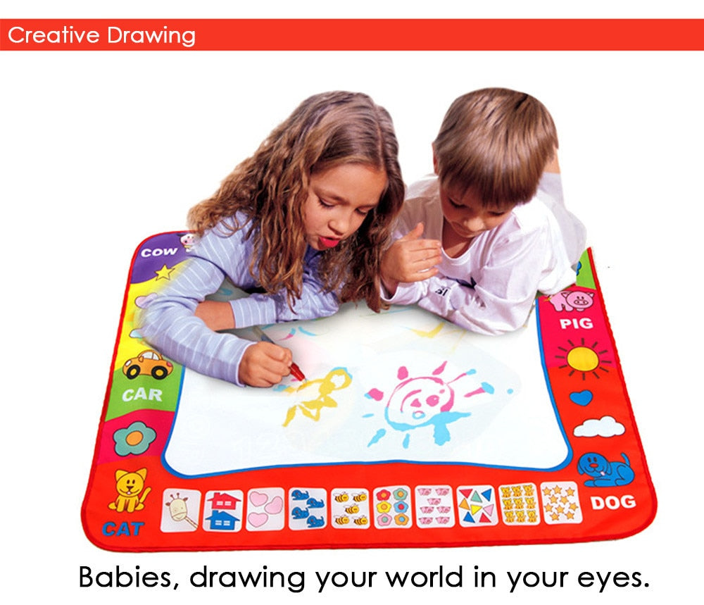 80 x 60cm Baby Kids Add Water with Magic Pen Doodle Painting Picture Water Drawing Play Mat in Drawing Toys Board Gift Christmas - Minihomy