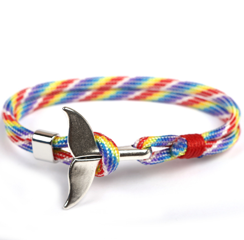 Anchor whale tail umbrella rope handmade couple bracelet - Minihomy