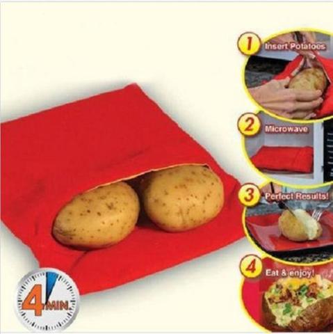 NEW Red Washable Cooker Bag Baked Potato Microwave Cooking Potato Quick Fast