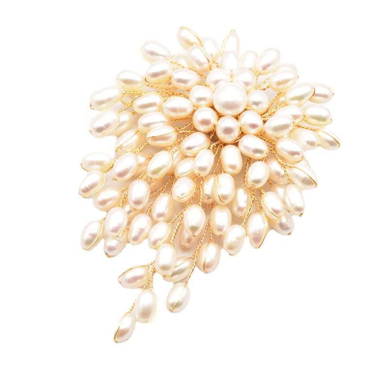 Handcrafted Natural Pearl Brooch - European and American Retro Style - Minihomy