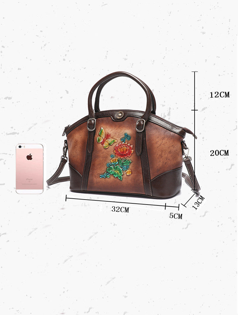 Hand-rubbed Three-dimensional Relief Retro Female Bag - Minihomy