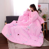 Multifunction Lazy Quilt with Sleeves Winter Warm Thickened Washed Quilt Blanket - Minihomy