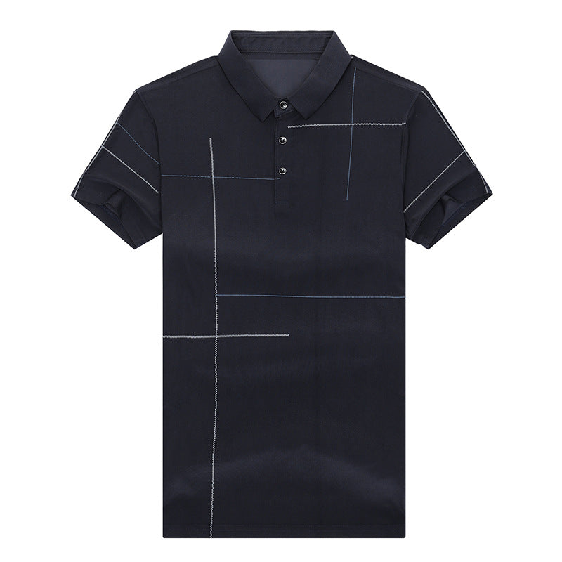 Polo Shirt with Printed Lapel and Ice Silk - Minihomy