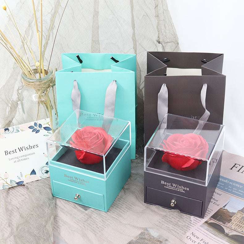 Eternal flower gift box Earring Necklace Pendant box couple ring box - Minihomy