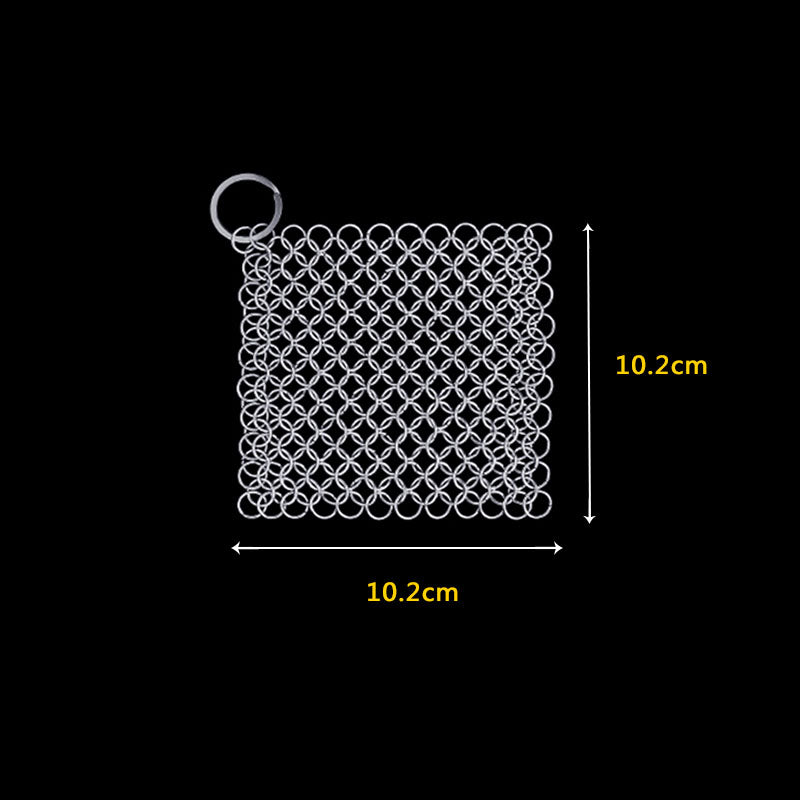 Silver Stainless Steel Cast Iron Cleaner Chainmail Scrubber Home Cookware Clean For Skillets Grill Pans - Minihomy