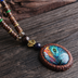 Peacock feather pendant ethnic style sweater chain - Minihomy