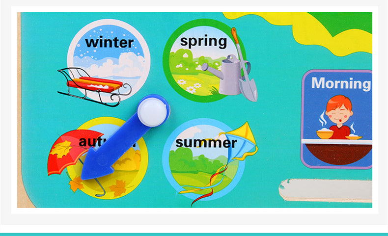 Montessori Wooden Toys Baby Weather Season Calendar Clock Time CognitionToys For Children - Minihomy