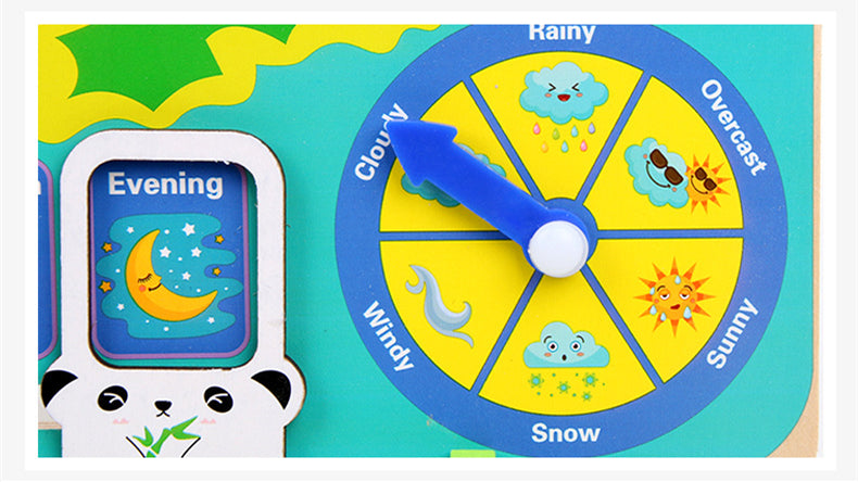 Montessori Wooden Toys Baby Weather Season Calendar Clock Time CognitionToys For Children - Minihomy