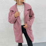 Double-faced Fleece Large Slot Pocket Mid-length Coat - Minihomy