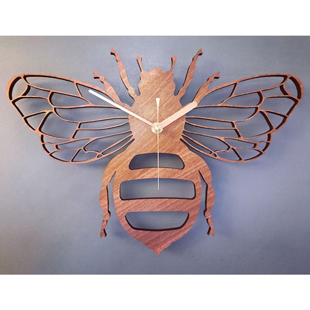 Creative bamboo and wood bee wall clock - Minihomy