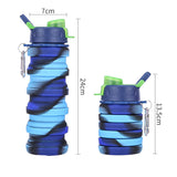 Foldable Water Bottle Leakproof Fold Silicone Cute Water Bottles Kids Cup with Straw - Minihomy