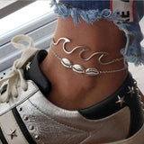 Beach wave spray alloy shell anklet - Minihomy