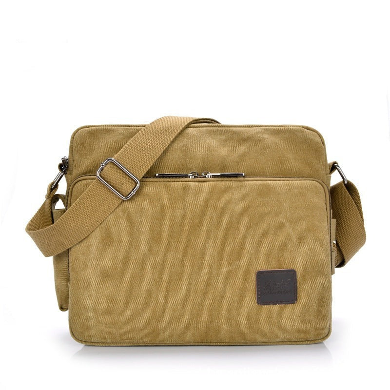 The retro trend of men's business-inclined shoulder canvas bag