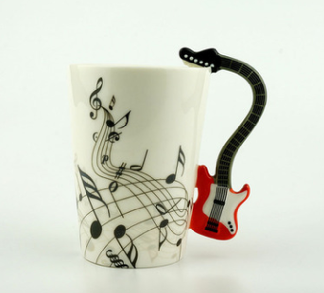 Creative Music Violin Style Guitar Ceramic Mug Coffee Tea Milk Stave Cups With Handle Coffee Mug Novelty Gifts - Minihomy