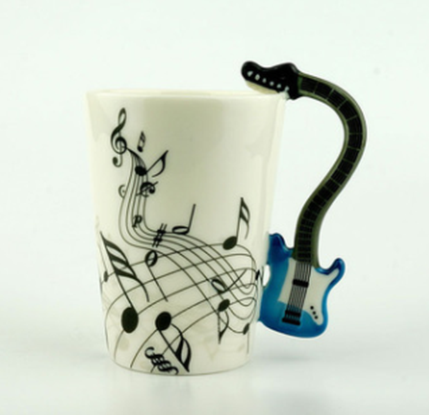 Creative Music Violin Style Guitar Ceramic Mug Coffee Tea Milk Stave Cups With Handle Coffee Mug Novelty Gifts - Minihomy