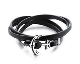 Jewelry Anchor Cross Men's Leather Hand Bracelet - Minihomy