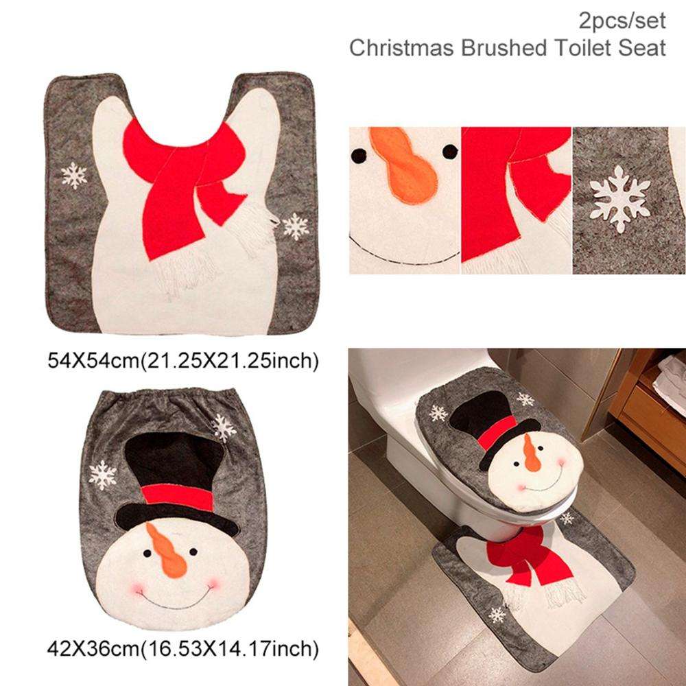 Merry Christmas Bathroom Curtain Santa Claus Toilet Seat Christmas Decorations - Minihomy