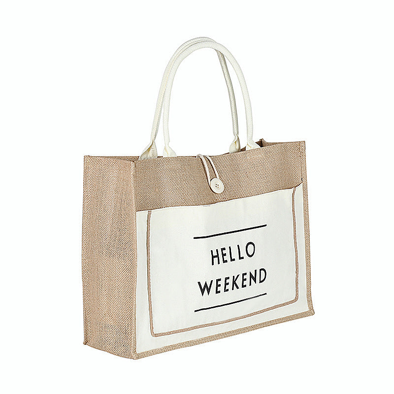 Jute button tote - Minihomy