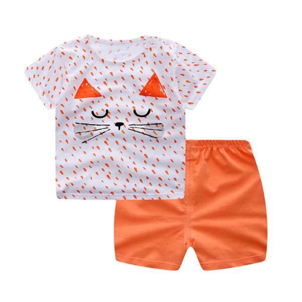 Cartoon Clothing Baby Boy Summer Clothes T-shirt Baby Girl Casual Clothing Sets - Minihomy