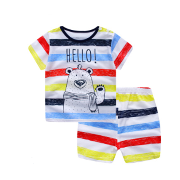 Cartoon Clothing Baby Boy Summer Clothes T-shirt Baby Girl Casual Clothing Sets - Minihomy