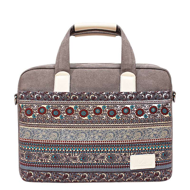 Ethnic Style Canvas Craft Anti-fall And Durable Laptop Bag - Minihomy