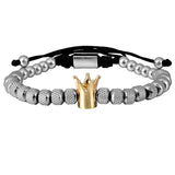 Stainless Steel Roman Royal Crown Charm Bracelet for Men