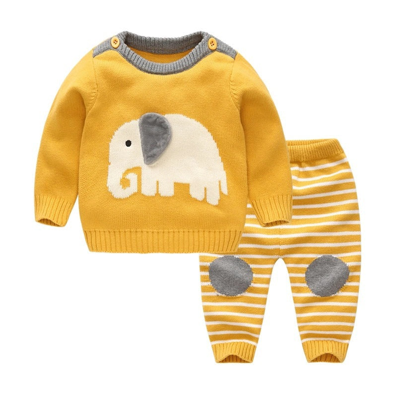 Baby Sweater Suit Baby Jacket Thick Line Suit - Minihomy