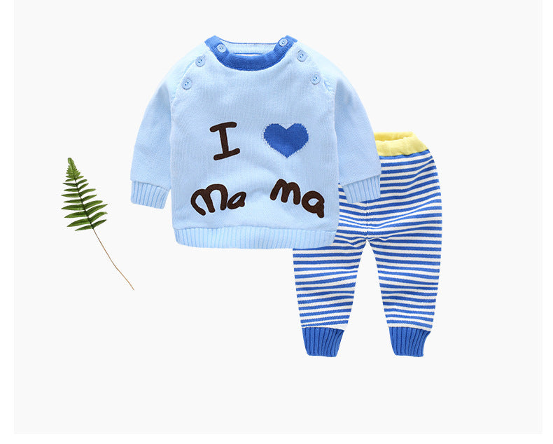 Baby Sweater Suit Baby Jacket Thick Line Suit - Minihomy