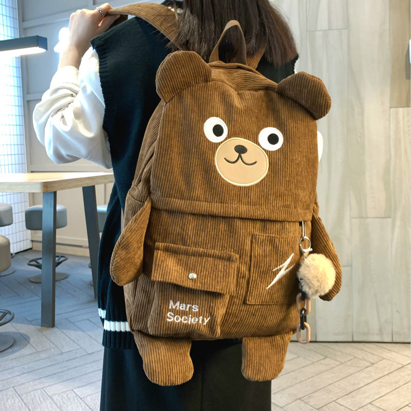 Japanese And Korean Ins Cute Bear Backpack Large Capacity - Minihomy