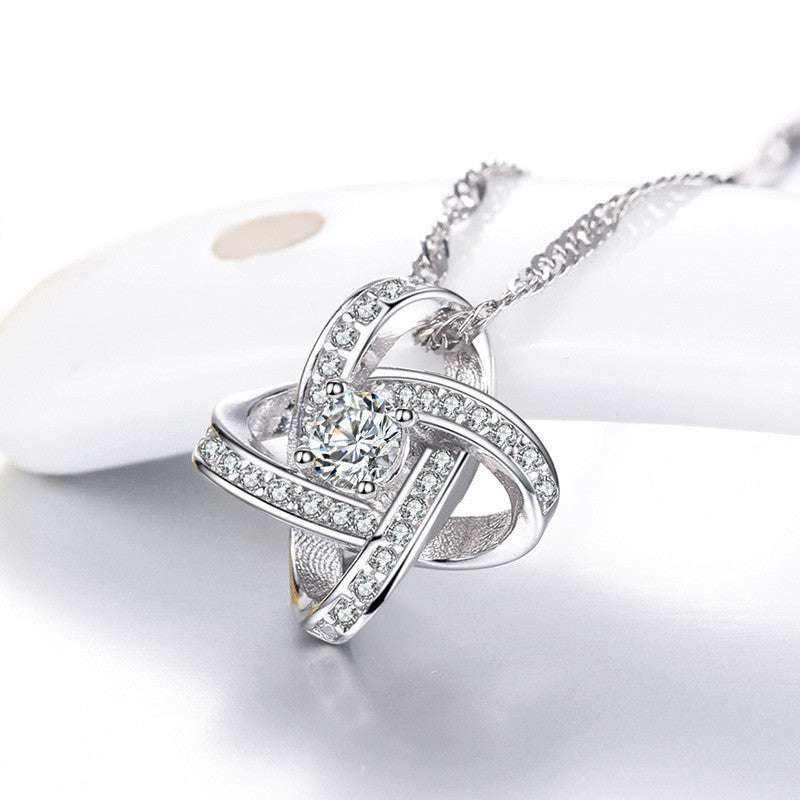 925 Sterling Silver Necklace For Women Forever Heart  Zircon Mosaic Necklaces & Pendants Gift - Minihomy