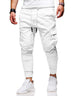 Casual Men Solid Color Multi Pocket Drawstring Ankle Tie Cargo Pants - Minihomy