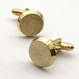 French Gold Brushed Round Men's European And American Cufflinks - Minihomy