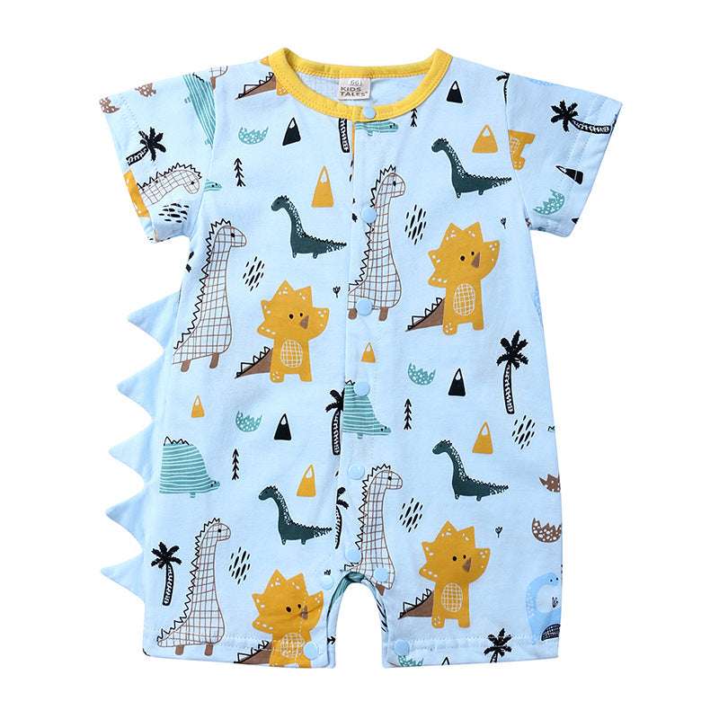 Baby Clothes One-piece Cartoon Dinosaur Short-sleeved Baby Romper - Minihomy