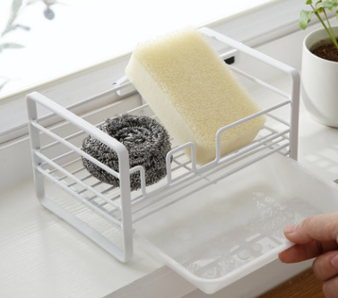 Household Rack Kitchen Sponge Pot Brush Drain Basket Scouring Pad Kitchen Gadgets Drying Creative Rack Shelf - Minihomy