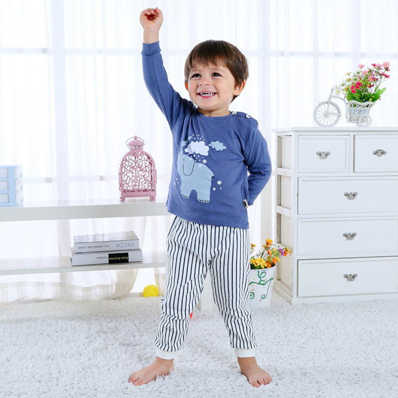 Children's Home Wear Long Sleeve Baby Thermal Pajamas Baby Underwear Set Kids - Minihomy