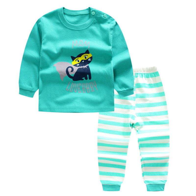 Children's Home Wear Long Sleeve Baby Thermal Pajamas Baby Underwear Set Kids - Minihomy