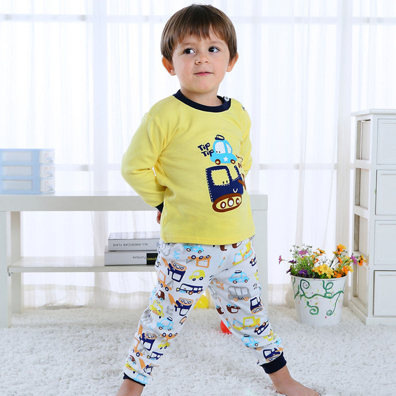 Children's Home Wear Long Sleeve Baby Thermal Pajamas Baby Underwear Set Kids - Minihomy