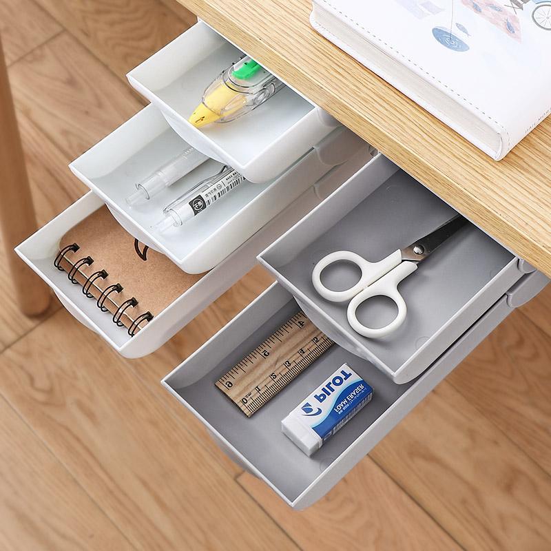 Stackable Hidden Office Drawer Organizer Under Desk Pen Holder Home Office Stationery Box Space Save