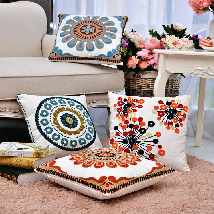 Home Textile Pastoral Clan Style Cotton Embroidered Pillow - Minihomy