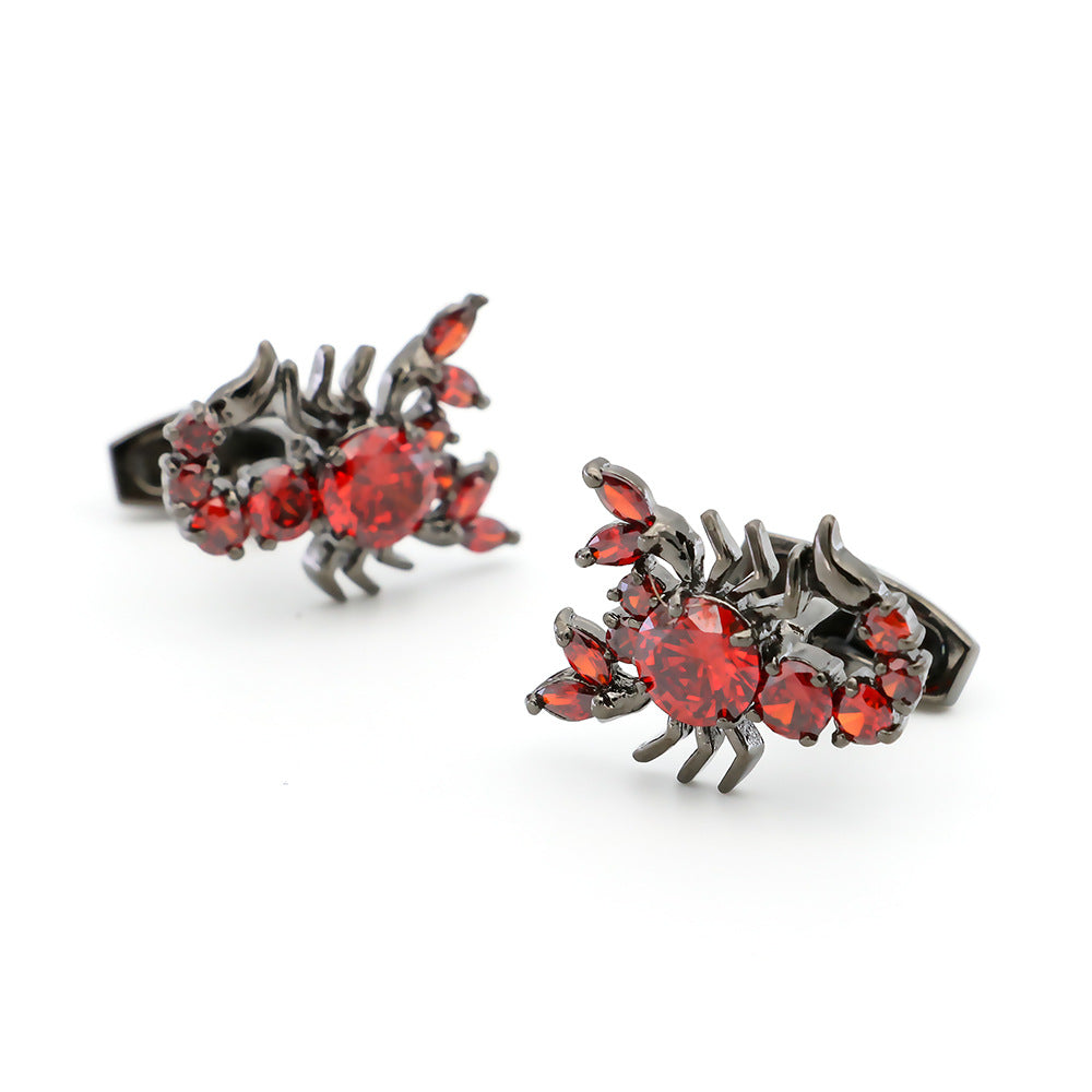 Symmetrical Gun Black Poison Scorpion Crystal Cufflinks