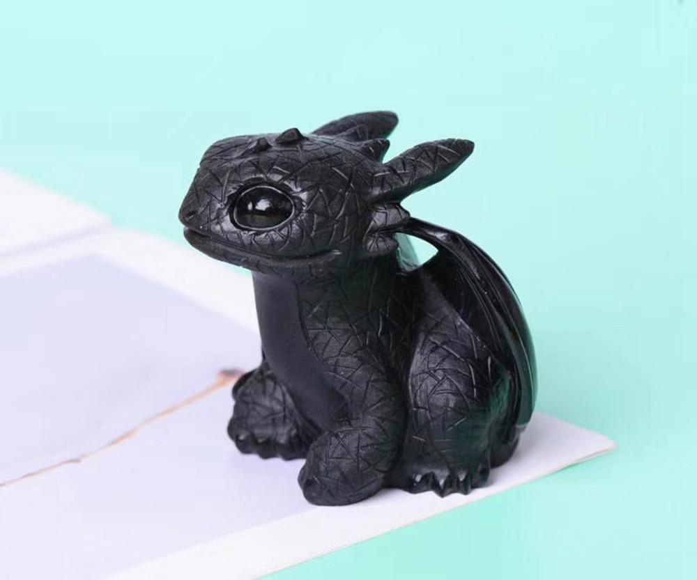 Obsidian Flying Dragon Hand-Carved and Polished Ornaments - Minihomy